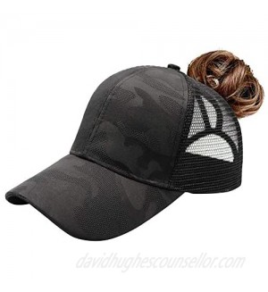 Womens Ponytail Messy High Buns Trucker Ponycaps Plain Baseball Cap Dad Hat Adjustable Snapback Girls Caps