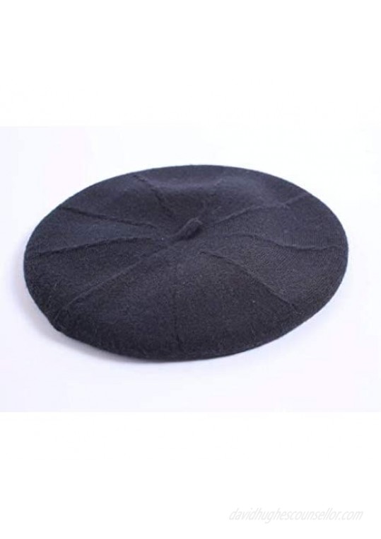 90% Acrylic10% Spandex Knitted Double Layers French Artist Style Classic Solid Color Berets Beanies Cap Hats