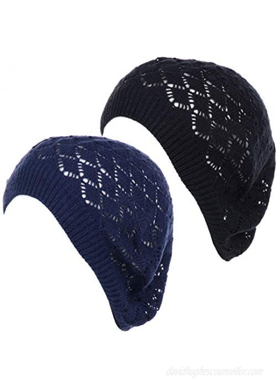 an Womens Crochet Hat Flower Beanie Beret Fashion Accessory Lightweight Knit Cap