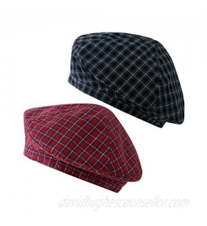 Beret Hat Chic Parisian Style Womens Adjustable Plaid Beanie Hat Lightweight Cotton Cap for Summer