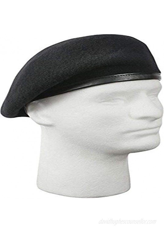 Beret with Leather Trim That is Lined for Men and Women for Special Forces Artist boinas para Hombre hat Black
