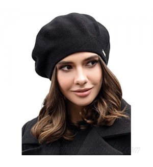 Braxton Wool Beret Hat - Warm Lined Crochet Angora Knit Berets - French Paris Hat for Women