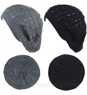 BYOS Chic Soft Knit Airy Cutout Lightweight Slouchy Crochet Beret Beanie Hat