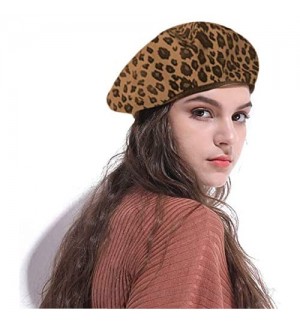 CHIC DIARY Women Vintage Leopard Print Beret Hat Ladies Warm Beanie Cap