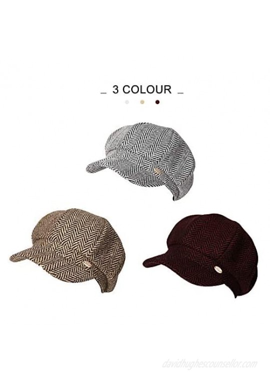 Comhats 2019 New Womens Visor Beret Newsboy Hat Cap for Ladies Merino Wool