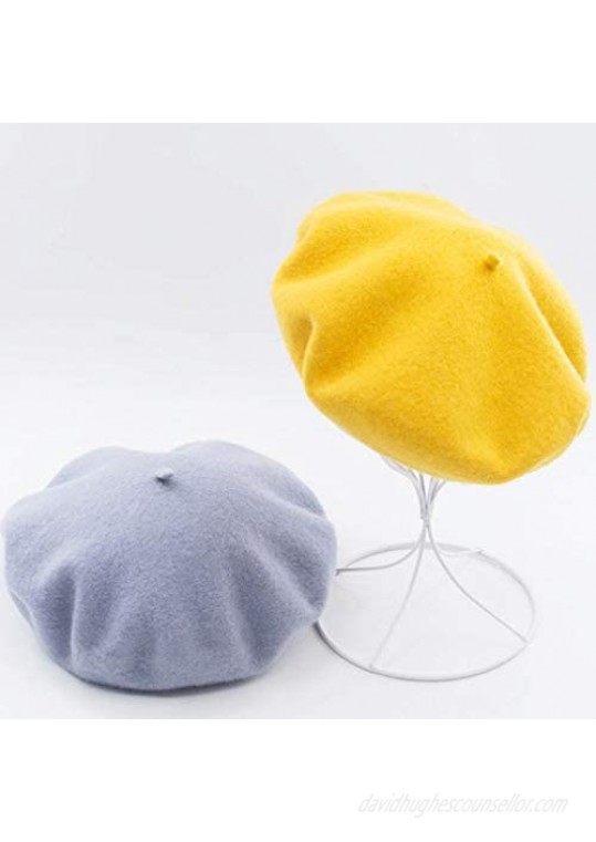 DECOU Solid Color Classic French Artist Beret Hat 100% Wool