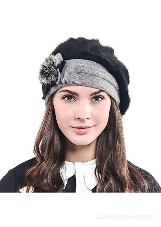 F&N STORY Lady French Beret Wool Beret Chic Beanie Winter Hat Jf-br022