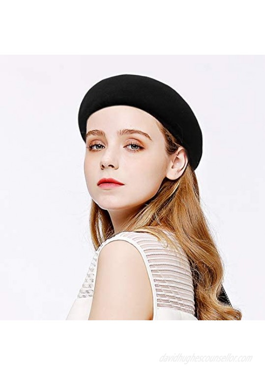 GEMVIE Womens Summer Breathable Beret Hat French Style Artist Cap Elegant Solid Color Beret Beanie Hat for Women