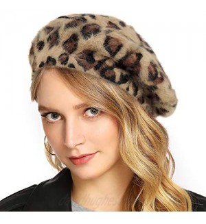 Glamorstar Women's Leopard Beret Vintage Hat