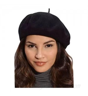 Gllutt Women Wool Beret Hat French Style Solid Color