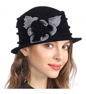 Jazmiu Women's Winter Warm 100% Wool Beret Beanie Cloche Bucket Hat