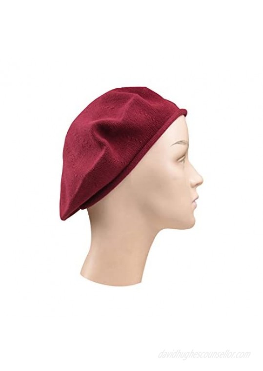 Landana Headscarves Beret for Women 100% Cotton Solid - Medium/Large