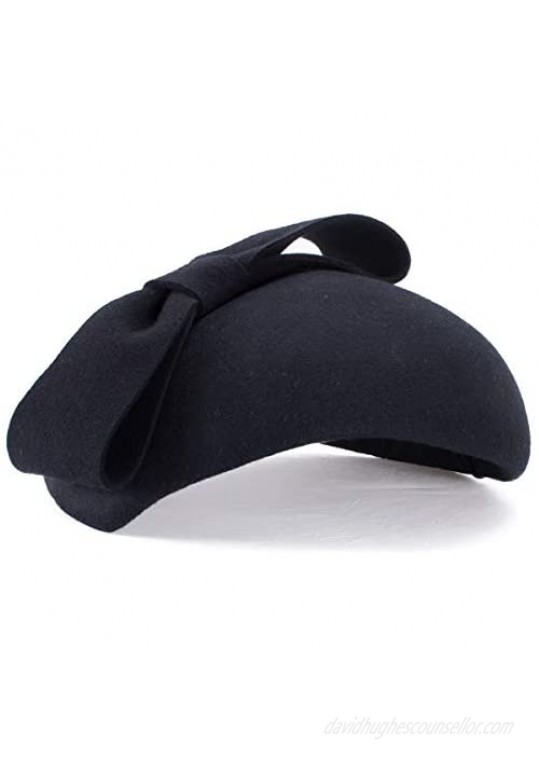 Lawliet Teardrop Women 1940s Wool Felt Fascinator Hat Bow Tam Beret Casque A568