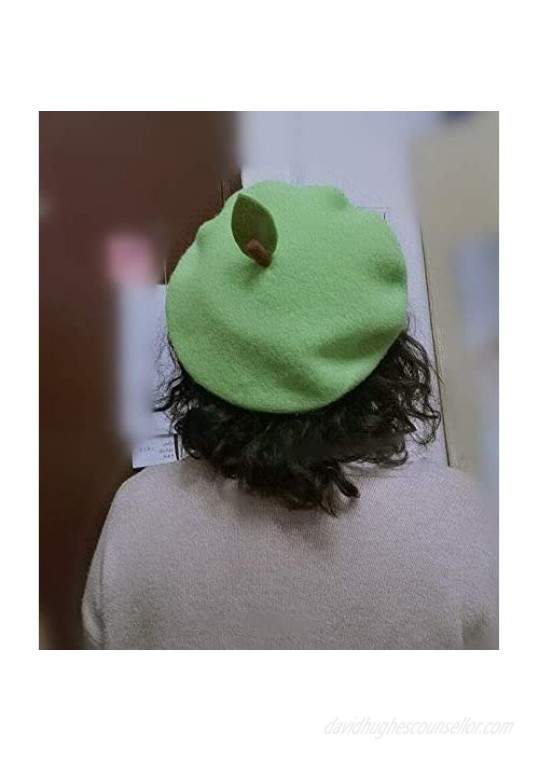 Lolita Cute Green Apple Beret Hat Pumpkin hat Vintage Artist Cap Accessories for Women