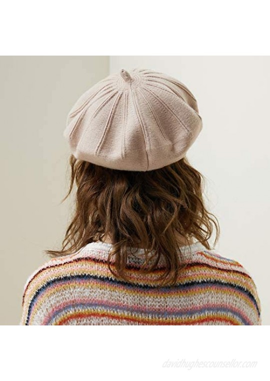 MOSNOW French Beret Artist Hat Classic Solid Color Basque Beret Caps Autumn Winter Hat for Women Girls Ladies