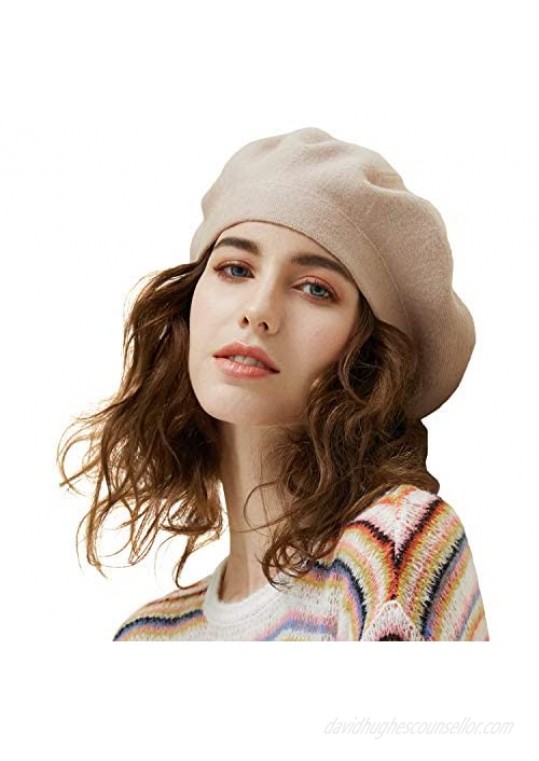 MOSNOW French Beret Artist Hat Classic Solid Color Basque Beret Caps Autumn Winter Hat for Women Girls Ladies