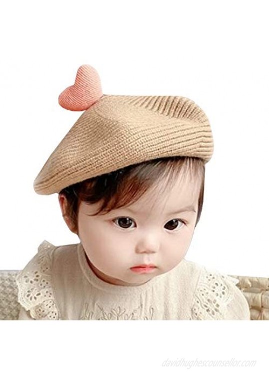 Novelty Babys Wool French Heart Beret for Baby Classic Heart Macaron Beret Warm and Soft 4 Season Hat for Baby