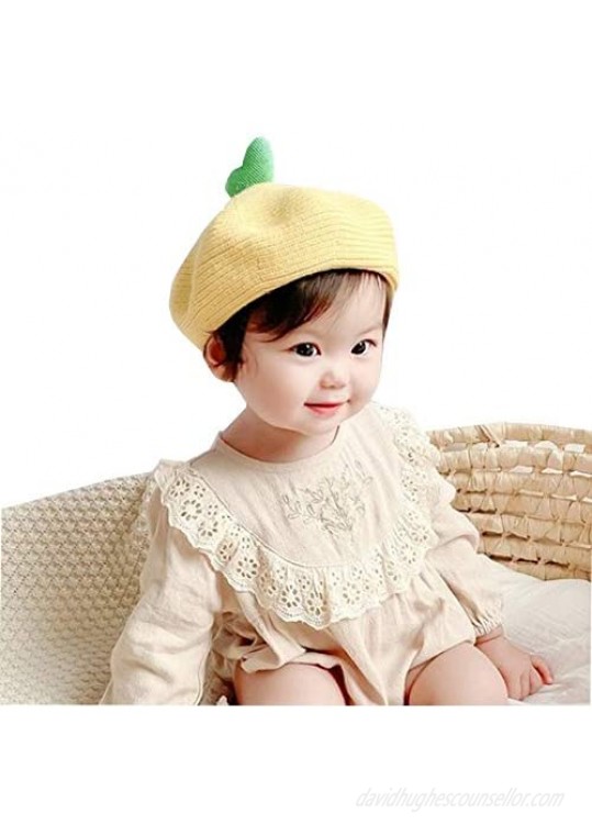 Novelty Babys Wool French Heart Beret for Baby Classic Heart Macaron Beret Warm and Soft 4 Season Hat for Baby