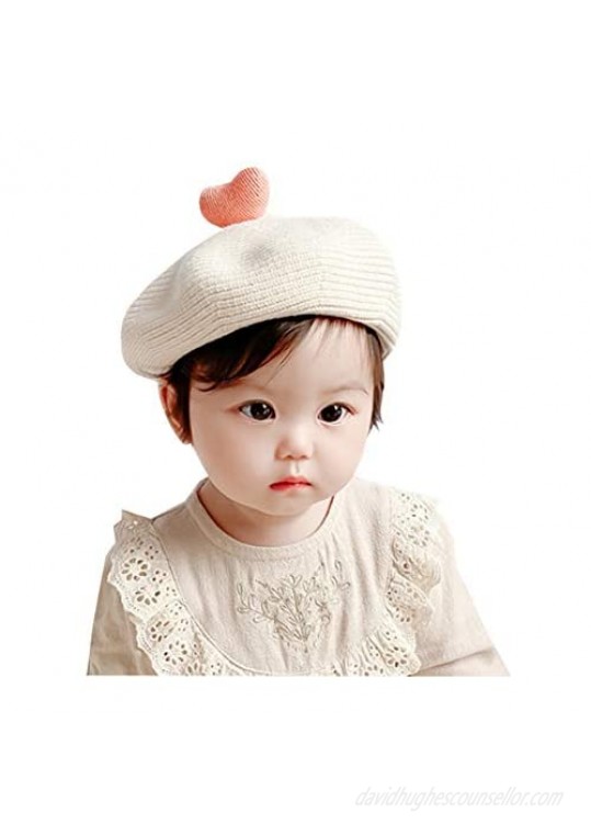 Novelty Babys Wool French Heart Beret for Baby  Classic Heart Macaron Beret  Warm and Soft 4 Season Hat for Baby