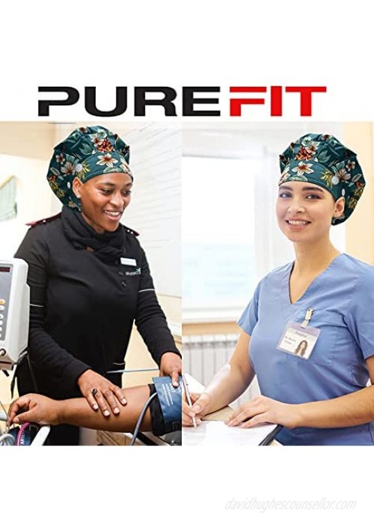 Purefitinsoles Bouffant Caps with Buttons Working Hats with Sweatband and Elastic Toggle Adjustment One Size Fit All