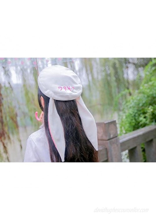 Rabbit Beret Hat with Hood Hat Lovely Kawaii White Hat Funny Long Ears Girls Gift