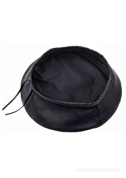Samtree Classic PU Leather French Beret Hat for Women Adjustable Solid Color Artist Painter Cap