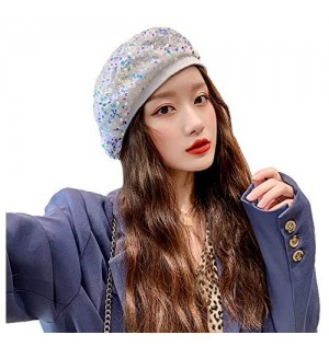 seven wolves Women's Fashion Fun Sparkle Sequins Shimmer Stretch Beret Beanie Hat