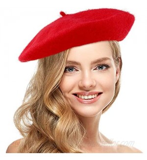 Skeleteen Red French Style Beret - Women's Classic Beret Hat for Casual Use - 1 Piece