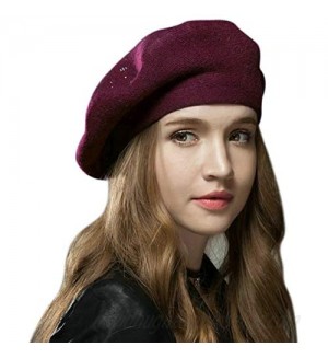 Sumolux Women Beret Hat French Wool Beret Beanie Cap Classic Solid Color Autumn Winter Hats