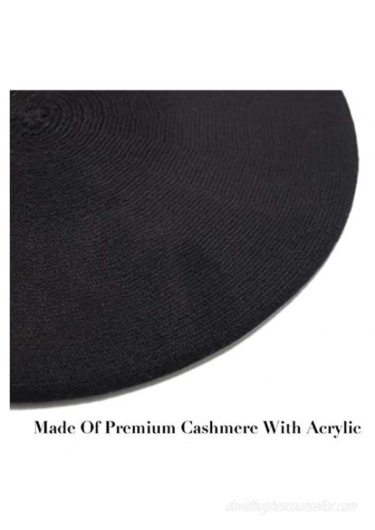 Sydbecs Cashmere Beret Hats for Women Girls Reversible French Berets Hat Solid Color Style