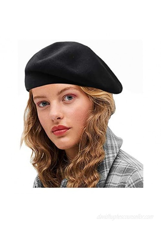 Sydbecs Cashmere Beret Hats for Women Girls  Reversible French Berets Hat Solid Color Style