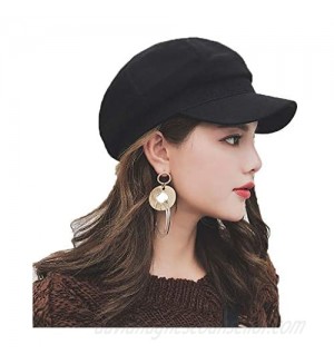 Taylormia Womens French Beret Wool Newsboy Hat Adjustable Cabbie Cap Warm Octagonal Cap
