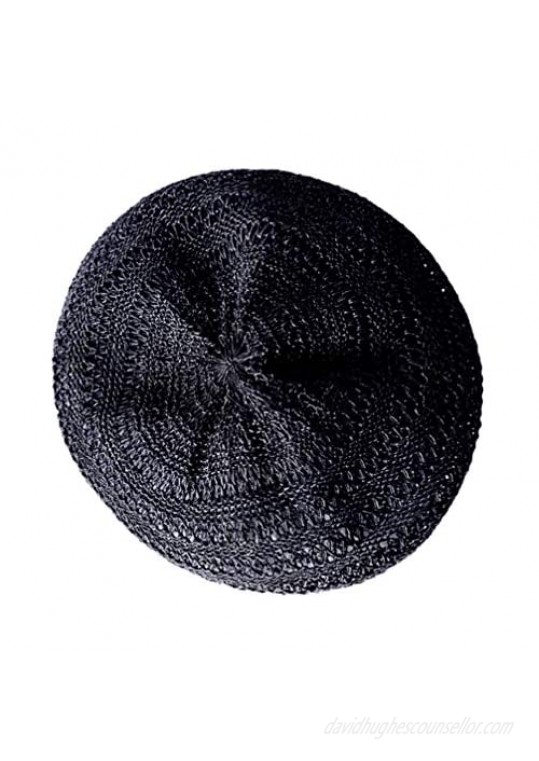 TENDYCOCO Straw Beret Hat Summer Woven Frech Hat Travel Beach Basque Beret Art Hat for Women Girls Lady - Khaki