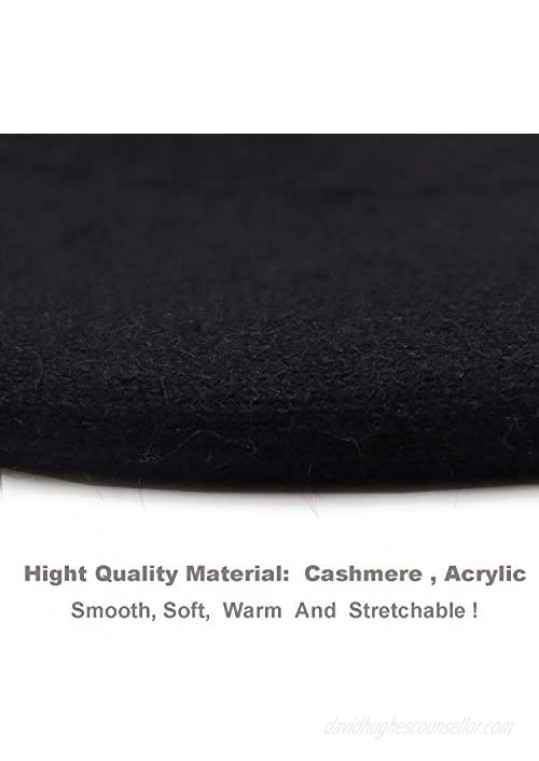 Wheebo French Beret Hat Reversible Solid Color Cashmere Beret Cap for Womens Girls Lady Adults