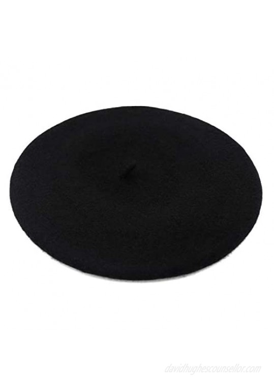 Wheebo Wool Beret Hat Solid Color French Style Winter Warm Cap for Women Girls Lady