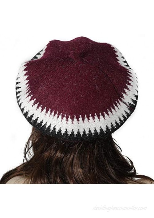 ZLYC French Beret Hat Fashion Print Lightweight Winter Warm Artist Hat for Women