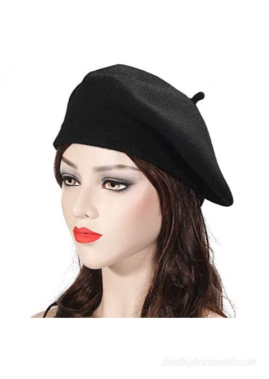 ZLYC Wool French Beret Hat Solid Color Beret Cap for Women Girls