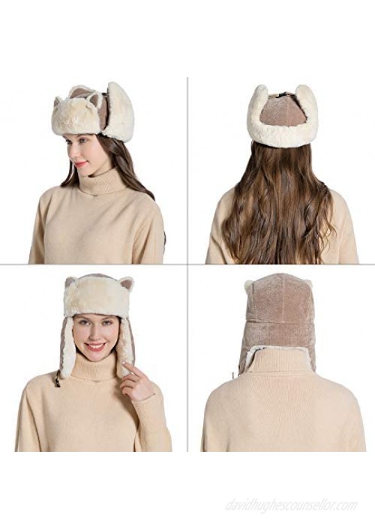 Cold Weather Trapper Hat Winter Warm Trooper Ski Hats with Ear Flap for Men & Women