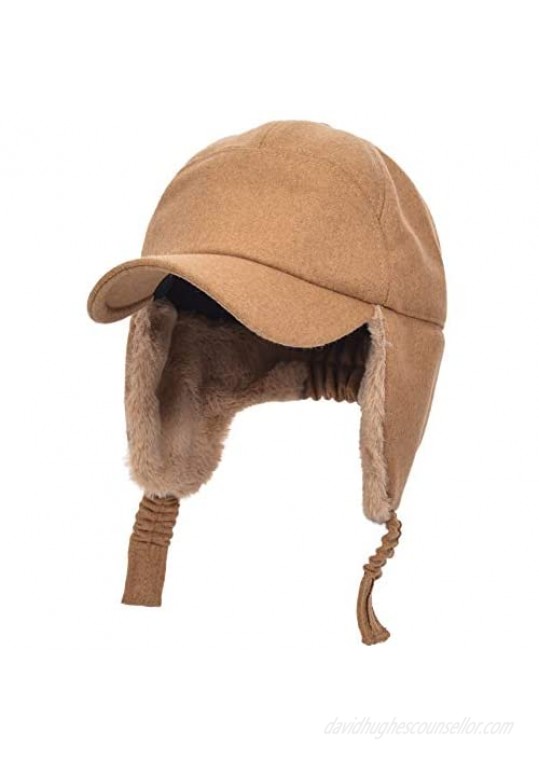 EASTER BARTHE Faux Fur Earflap Winter Hat for Men Women Russian Trapper Soviet Ushanka Bomber Hat