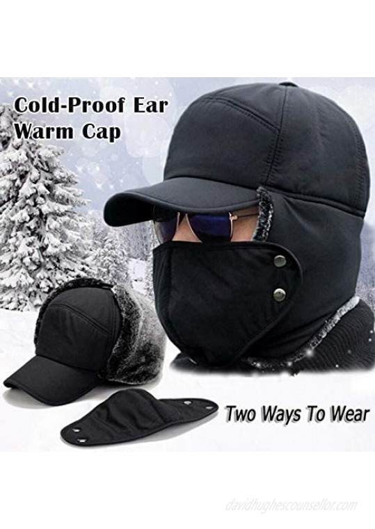 Gabriely Men's Faux Fur Ear Flap Winter Hat Warm Baseball Cap Hunting Hat Cycling Hat