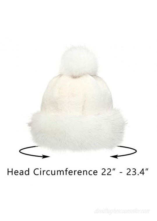 La Carrie Women's Faux Fur Hat Russian Cossack Pompom Cap for Winter Ski Snow