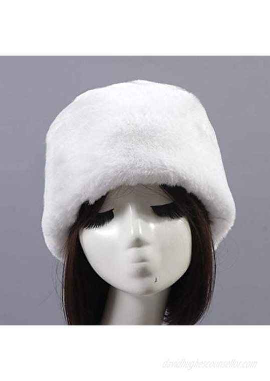 LUCMENTA Faux Fur Russian Hat for Women Soft Warm Fuzzy Fur Winter Hat Bomber Hat