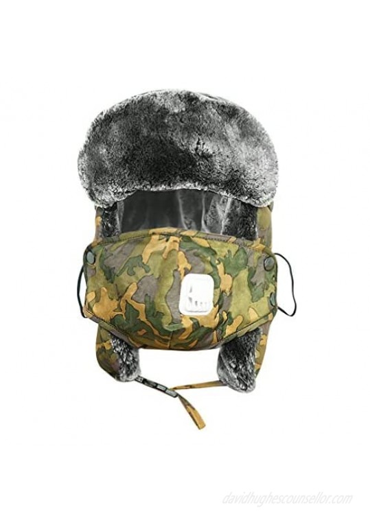 Luwint Trapper Trooper Hat Winter Russian Cap with Earflap Breathable Facemask