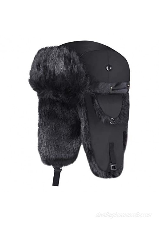 Onway Winter Trapper Hat Unisex Aviator Bomber Hat with Warm Faux Fur and Adjustable Ear Flaps for Men