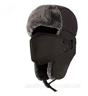 Trapper Hat Winter Hats for Men  Trooper Russian Warm Hat with Ear Flaps  Women Bomber Fur Hats 22"-24" Black