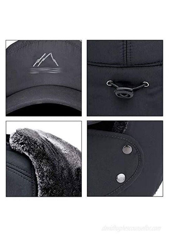Van Caro Men’s Faux Fur Earflap Winter Hat Warm Baseball Cap Hunting Hat