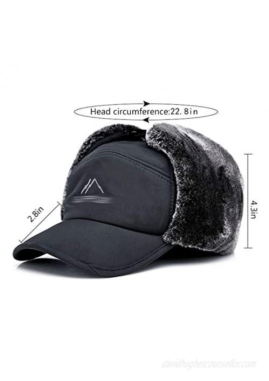 Van Caro Men’s Faux Fur Earflap Winter Hat Warm Baseball Cap Hunting Hat