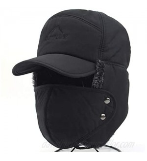 Winter 3 in 1 Thermal Fur Lined Trapper Bomber Hat with Ear Flap Face Warmer Windproof Baseball Ski Cap