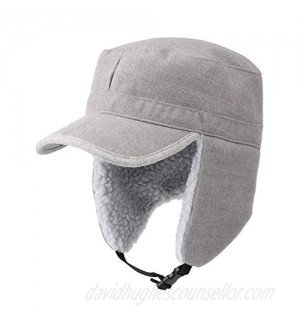 ZffXH Winter Trapper Hunting Hat with Visor Elmer Fudd Baseball Cap with Folded Faux Fur Ear Flap
