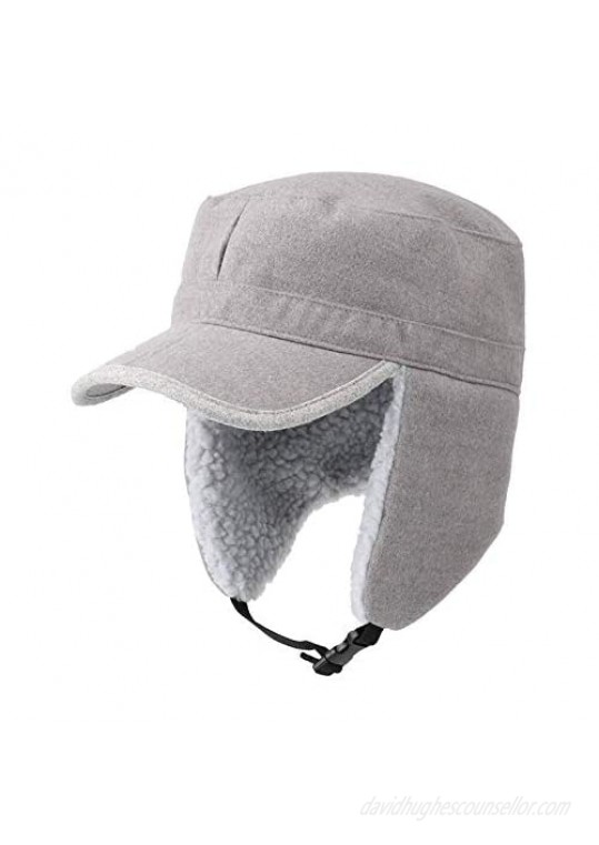 ZffXH Winter Trapper Hunting Hat with Visor Elmer Fudd Baseball Cap with Folded Faux Fur Ear Flap